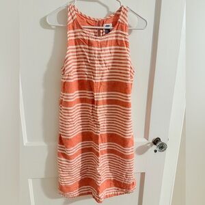 Old Navy Coral and White Striped Sleeveless Top